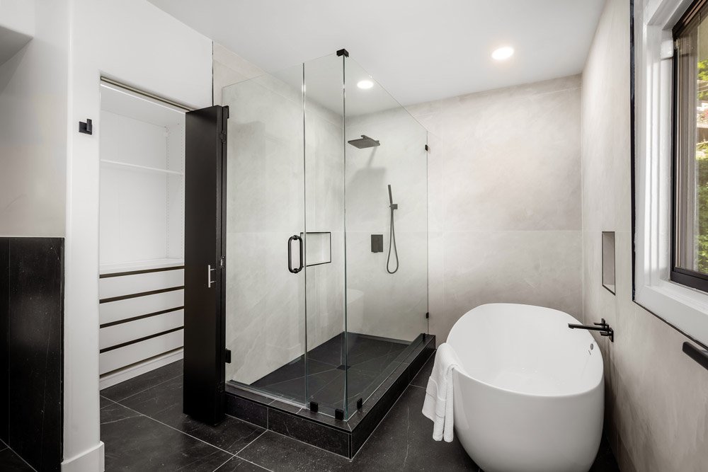 walk-in tile shower